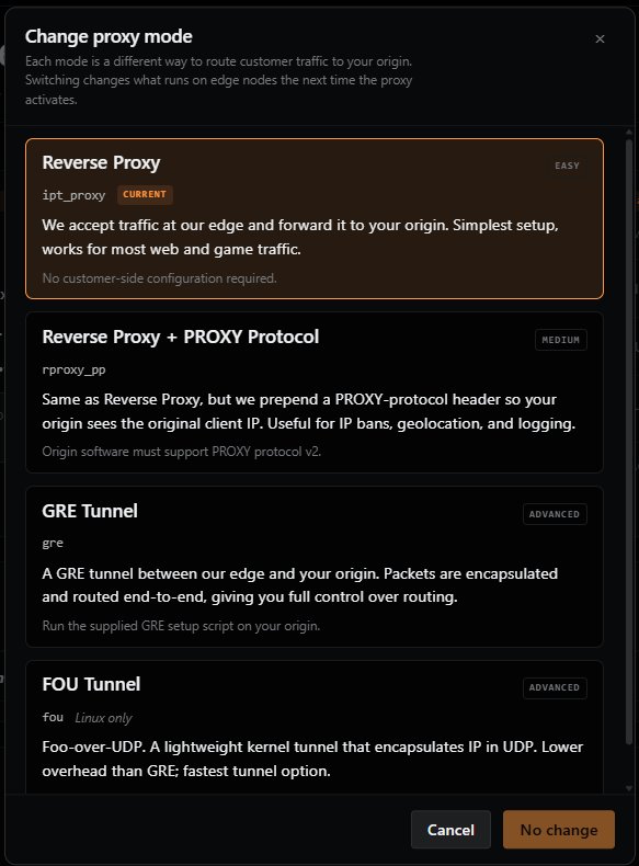 Change proxy mode dialog