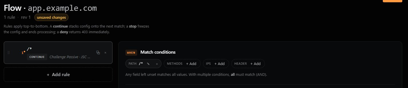 Flow editor with match conditions panel