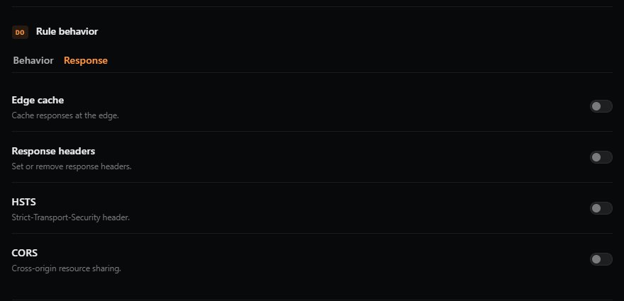 Rule behavior - Response tab