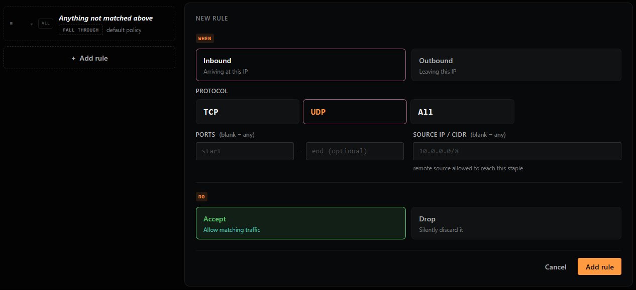 New rule editor with UDP selected